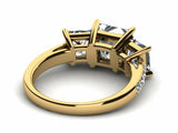 2.1ct Princess Cut Diamond 3 Stone Style Engagement Ring 14k Yellow Gold Finish