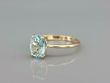 1.5ct Oval Cut Blue Aquamarine Engagement Ring Solitaire 14k Yellow Gold Finish