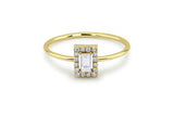 Halo Solitaire Engagement Ring 1.2ct Baguette Cut Diamond 14k Yellow Gold Finish