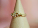 0.75ct Round Cut Diamond Engagement Ring Floral Cluster 14k Yellow Gold Finish