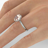 1.5ct Round Cut Peach Morganite Floral Women Engagement Ring 14k White Gold Over