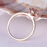 1.2ct Round Cut Peach Morganite Halo Promise Engagement Ring 14k RoseGold Finish