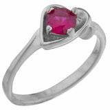 0.9ct Engagement Ring Round Cut Pink Ruby Bypass Heart 14k White Gold Finish