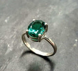 2.2ct Engagement Ring Oval Cut Green Emerald Solitaire 14k White Gold Finish