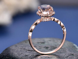 2.6ct Oval Cut Peach Morganite Halo Diamond Accents Ring 14k Rose Gold Finish