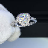 2ct Heart Cut Diamond Engagement Ring Halo 18k White Gold Over with Round Accent