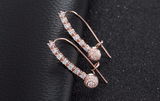 1.3ct Round Cut VVS1 Diamond Double Halo Women Drop Earrings 14k RoseGold Finish