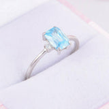 2ct Emerald Blue Aquamarine Engagement Ring Diamond Trilogy 14k White Gold Over