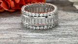 6Ct Baguette Round Diamond Cocktail Eternity Wedding Band 14K White Gold Finish