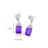 1ct Radiant Simulated Amethyst Geometric Drop Earrings 14k White Gold Plated