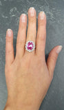 2.55ct Engagement Ring Oval Cut Pink Ruby Cocktail 14k White Gold Finish