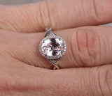 1.2ct Oval Cut Peach Morganite Engagement Ring 14k White Gold Finish Split Shank