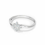 1ct Engagement Ring Round Cut Diamond Floral Solitaire 14k White Gold Finish