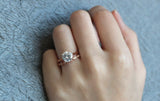 Halo Art Deco Bridal Set Engagement Ring 2ct Round Cut Diamond 14k RoseGold Over