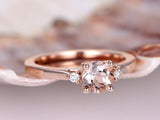 1.2ct Round Cut Peach Morganite Solitaire Engagement Ring 14k Rose Gold Finish