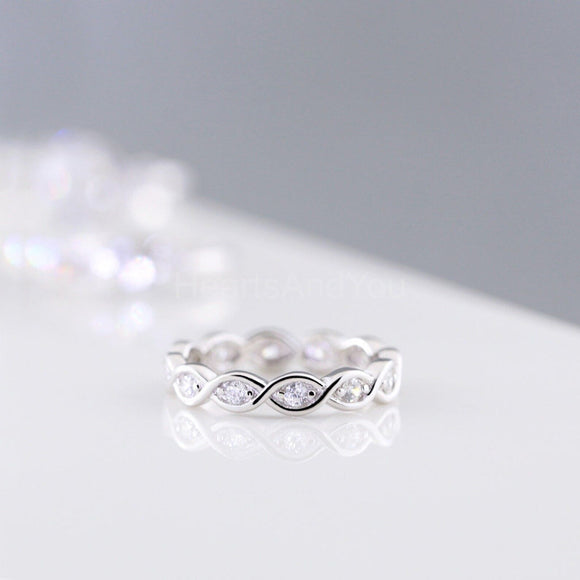 1ct Round Cut Moissanite Infinity Full Eternity Women Band 14k White Gold Plated