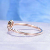 1ct Round Cut Diamond Engagement Ring Heart Shaped Minimalist 14k Rose Gold Over