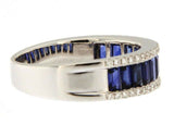 2ct Baguette Cut Blue Sapphire Channel Set Full Eternity Band 14k WhiteGold Over