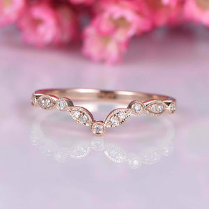 1ct Round Cut Diamond Wedding Band Curved Half Eternity 14k Rose Gold Finish