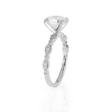 2.3ct Oval Cut Diamond Engagement Ring Milgrain Solitaire 14k White Gold Finish