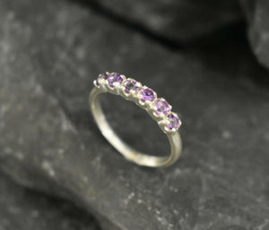 1ct Wedding Ring Band Round Cut Purple Amethyst Stackable 14k White Gold Finish