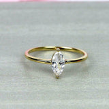 1ct Marquise Cut Diamond Engagement Ring Dainty Stackable 14k Yellow Gold Finish