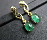 1ct Drop Earrings Oval Cut Green Emerald Stylish 14k Yellow Gold Finish