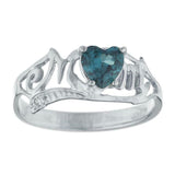 1ct Heart Cut London Blue Topaz Mom Mothers Day Ring 14k White Gold Finish