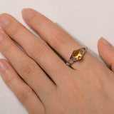 1ct Oval Cut Yellow Citrine Open Heart Shank Solitaire Ring 14k WhiteGold Finish