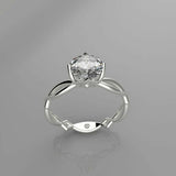 1ct Round Cut Diamond Split Shank Open Floral Solitaire Ring 14k White Gold Over