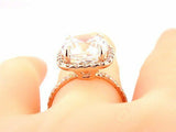 3.5Ct Cushion Diamond Accent Halo Solitaire Engagement Ring 14K Rose Gold Finish