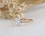 1.2ct Round Cut Diamond Engagement Ring Solitaire with Accent 14k Rose Gold Over