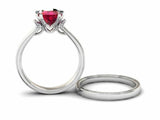 2ct Princess Cut Pink Ruby Trilogy Cocktail Bridal Set Ring 14k WhiteGold Finish