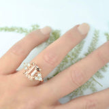 4ct Emerald Morganite Engagement Ring 14k RoseGold Over Solitaire Diamond Accent