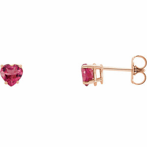 0.5ct Heart Cut Pink Sapphire Valentine Stud Earrings Women 14k Rose Gold Finish