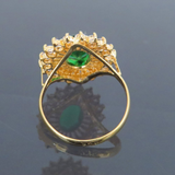 2ct Oval Cut Green Emerald Engagement Ring 14k Yellow Gold Finish Cluster Flower