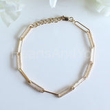 5ct Round Cut Moissanite Paperclip Link Chain Bracelet 14k Yellow Gold Plated