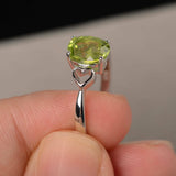 1ct Oval Cut Green Peridot Promise Solitaire Engagement Ring 14k White Gold Over