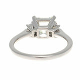 2.1ct Asscher Cut Diamond Engagement Ring Trilogy Unique 14k White Gold Finish