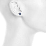 1.5ct Stud Earrings Heart Cut Blue Sapphire Devil Design 14k White Gold Finish