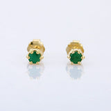 0.5ct Stud Earrings Round Cut Green Emerald Solitaire 14k Yellow Gold Finish