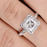 2ct Princess Cut Diamond Halo Solitaire with Accents Ring 14k White Gold Finish