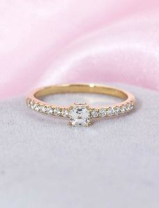 1ct Asscher Cut Diamond Engagement Ring Solitaire with Accent 14k Rose Gold Over