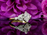 1.7ct Marquise Cut Diamond Floral Design Engagement Ring 14k Yellow Gold Finish