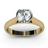 1ct Round Diamond Bezel Solitaire Engagement Ring 14k White-Yellow Gold Finish