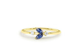 1ct Marquise Cut Blue Sapphire Minimalist Engagement Ring 14k Yellow Gold Finish