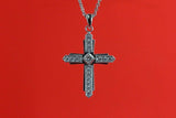 0.7ct Princess Cut Diamond Milgrain Cross Pendant 14k White Gold Finish NO CHAIN