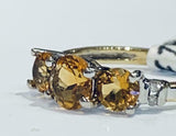 2.7ct Engagement Ring Round Cut Yellow Citrine Trilogy 14k Yellow Gold Finish