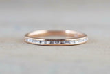 0.7ct Baguette Cut Diamond Wedding Band 14k Rose Gold Finish Dainty Minimalist