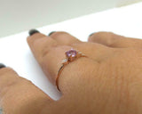 0.5ct Round Cut Pink Sapphire Trilogy Minimalist Ring 14k Rose Gold Finish